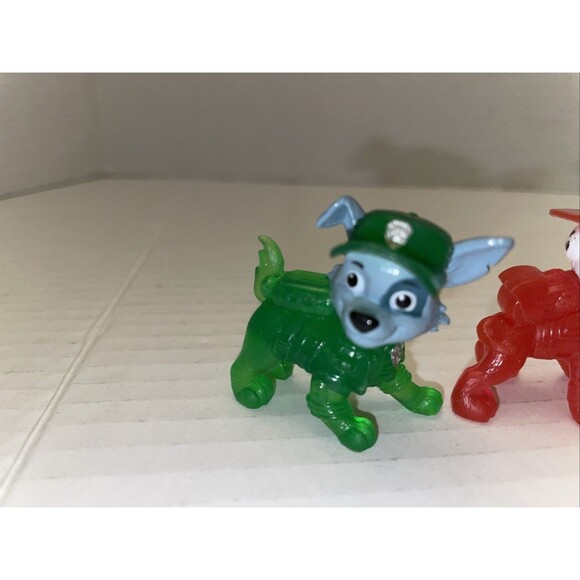 Paw Patrol The Movie Mini Figures Translucent Neon Rocky Chase Rubble Marshall - Picture 2 of 5